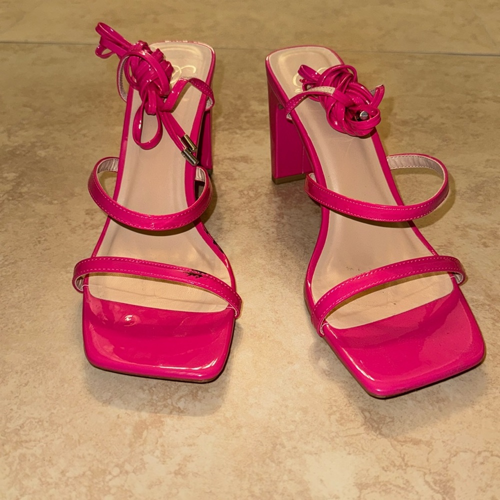 Hot Pink Short Lace Up Heels - W10